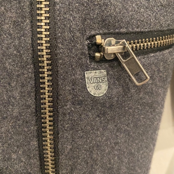 Vans Women Charcoal Grey Wool Blend Motorcycle Size S Jacket - Picture 6 of 11